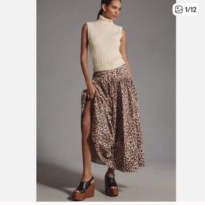 Maeve Brown Leopard Maxi Skirt